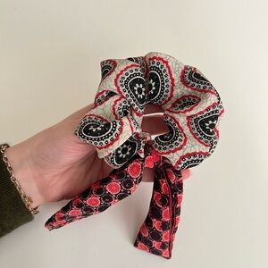 100% Silk Scrunchie handmade upcycled boho Gypsy hair bow silk scarf vibrant